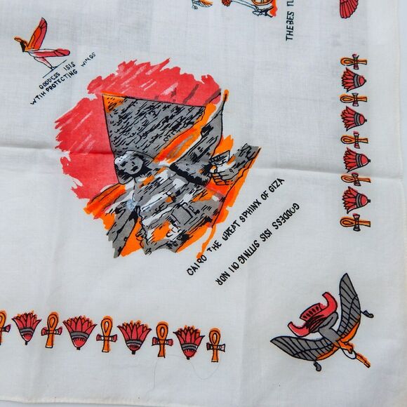 Egyptian Landmark Symbols Scarf Souvenir Cotton Tourist Attractions - Picture 3 of 10